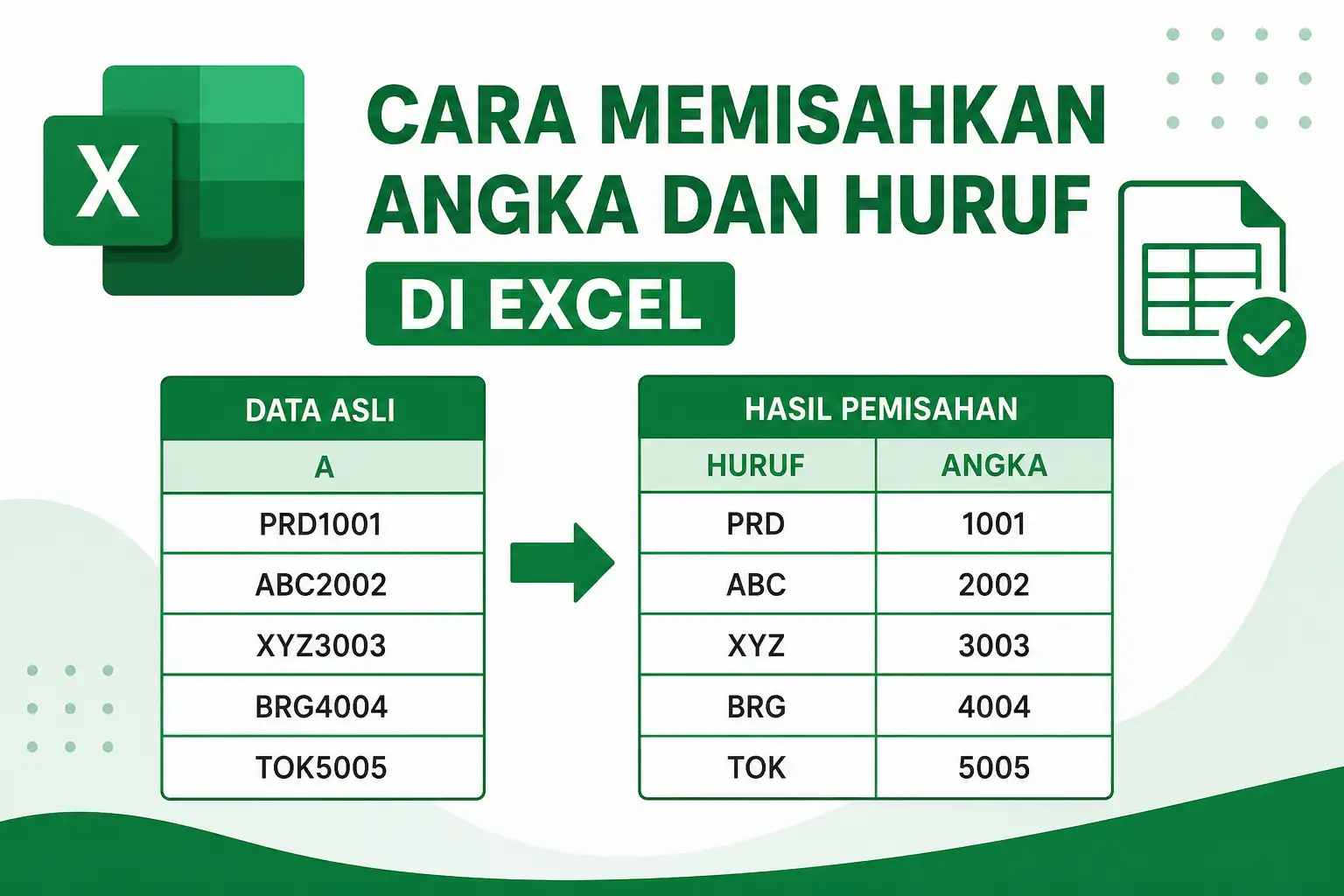 Cara Memisahkan Angka dan Huruf di Excel