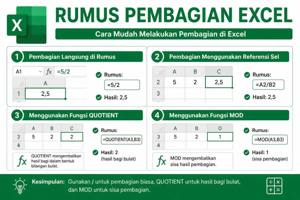 Cara Menggunakan Rumus Pembagian di Excel