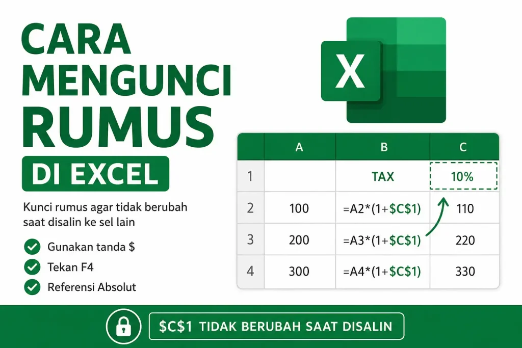 Cara Mengunci Rumus di Excel Agar Tidak Berubah Saat Disalin