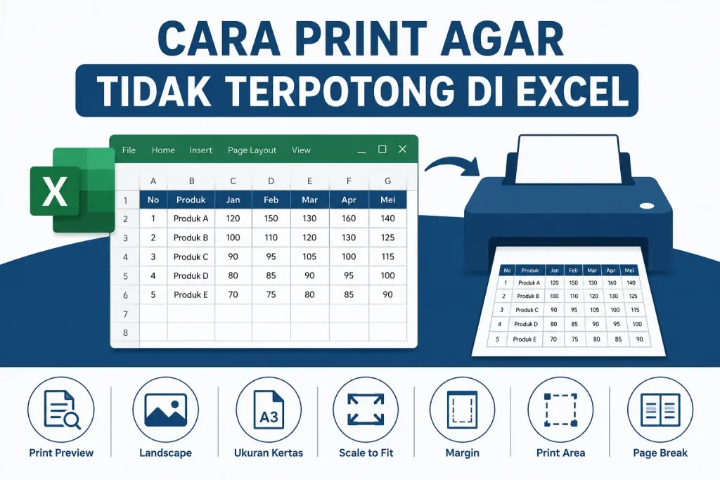 Cara Print Agar Tidak Terpotong di Excel