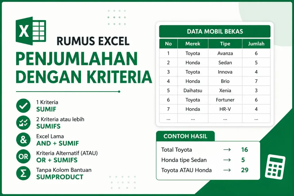Rumus Excel Penjumlahan dengan Kriteria