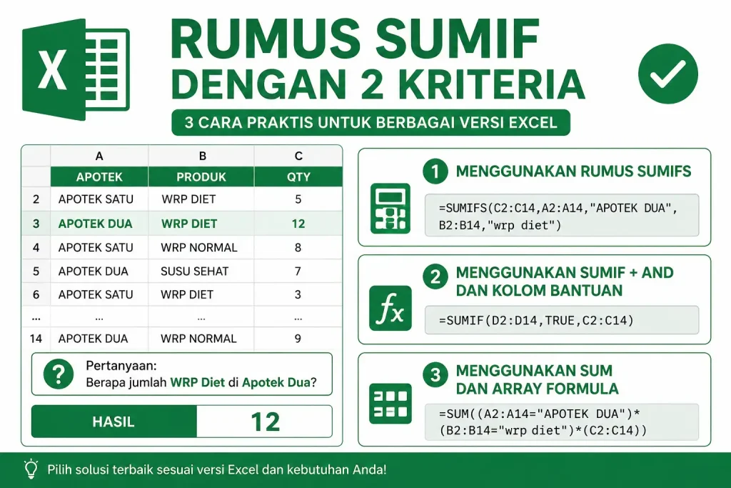 Rumus SUMIF dengan 2 Kriteria