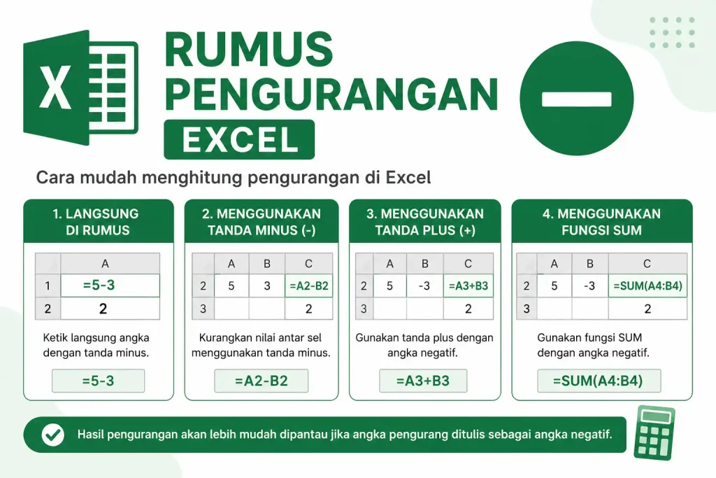 Tutorial Rumus Pengurangan di Excel