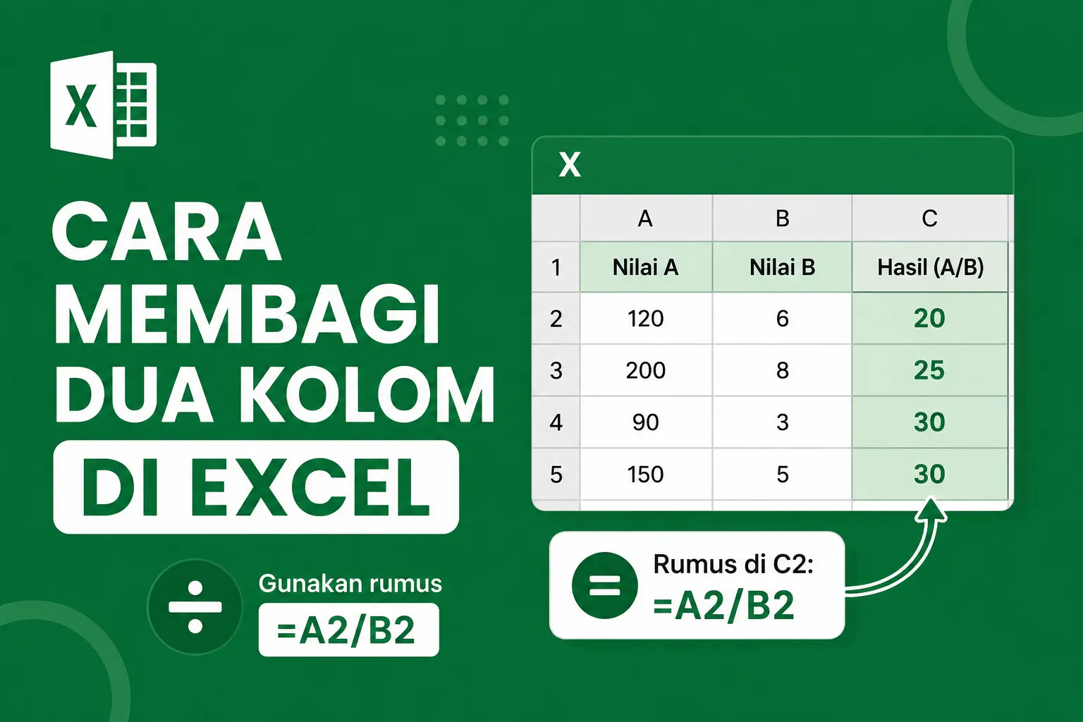 Cara Membagi Dua Kolom di Excel