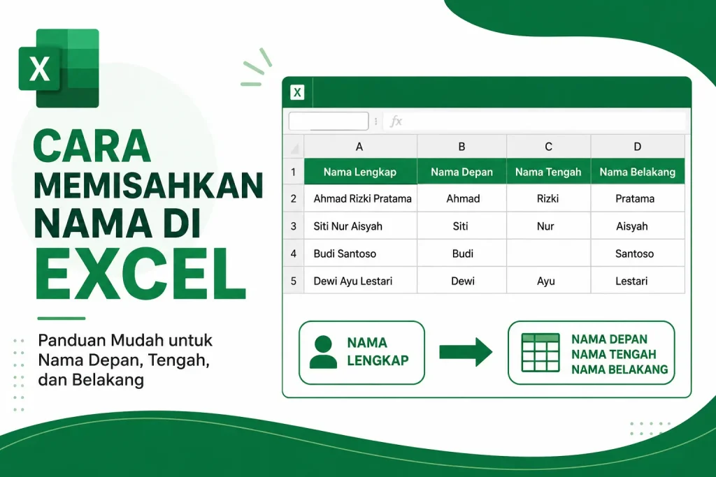 Cara Memisahkan Nama di Excel