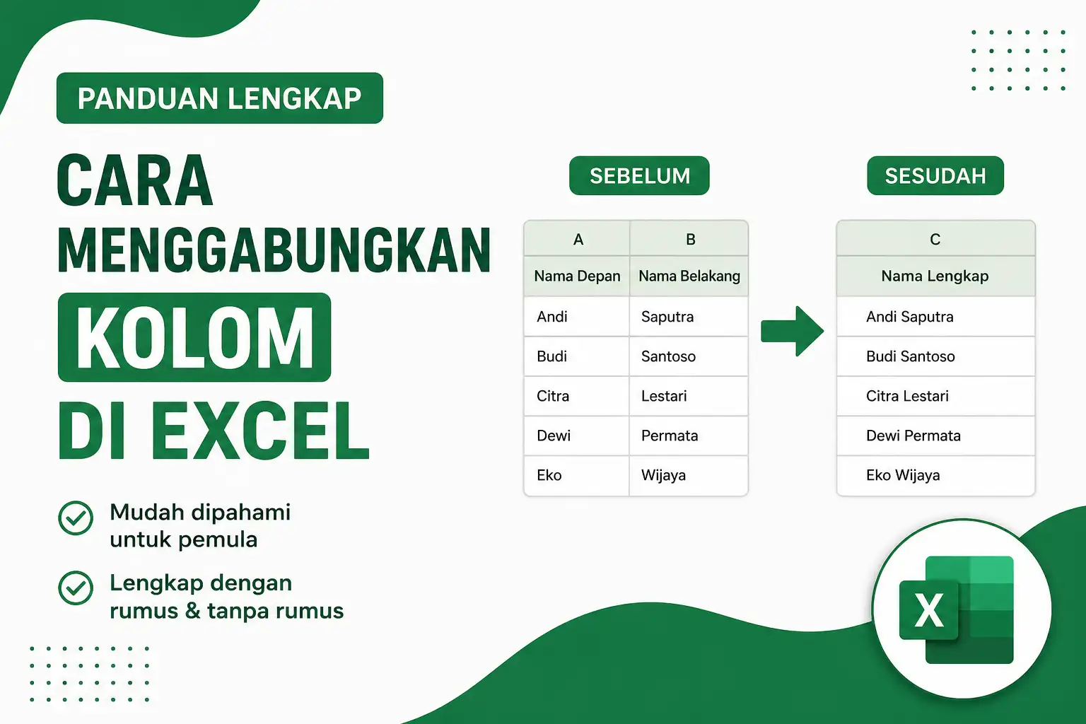 Cara Menggabungkan Kolom di Excel