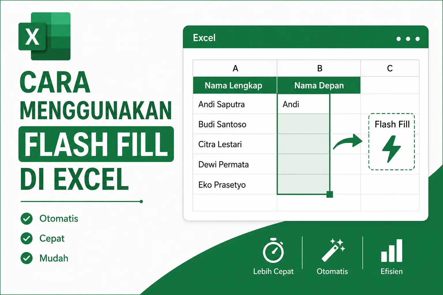 Cara Menggunakan Flash Fill di Excel
