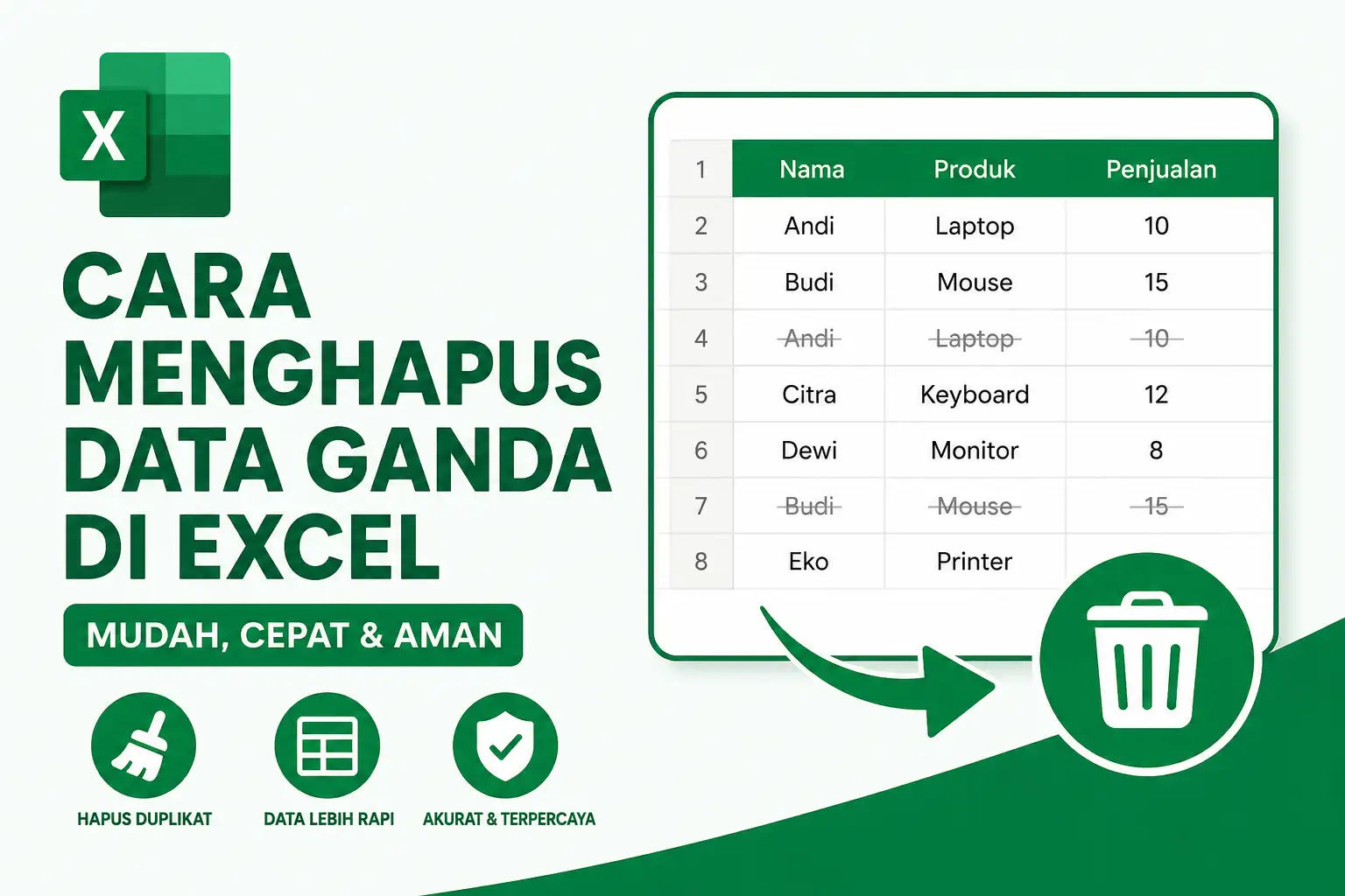 Cara Menghapus Data Ganda di Excel