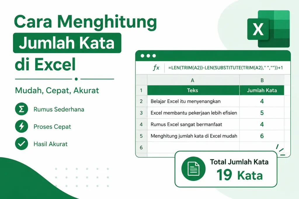 Cara Menghitung Jumlah Kata di Excel