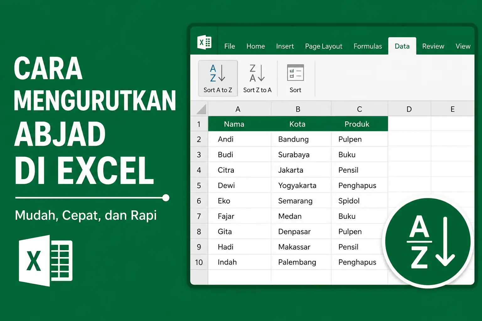 Cara Mengurutkan Abjad di Excel dengan Mudah, Cepat, dan Rapi