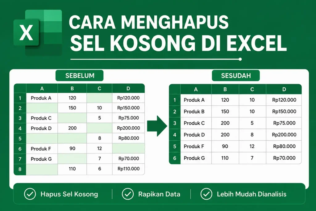 Cara Menghapus Sel Kosong di Excel