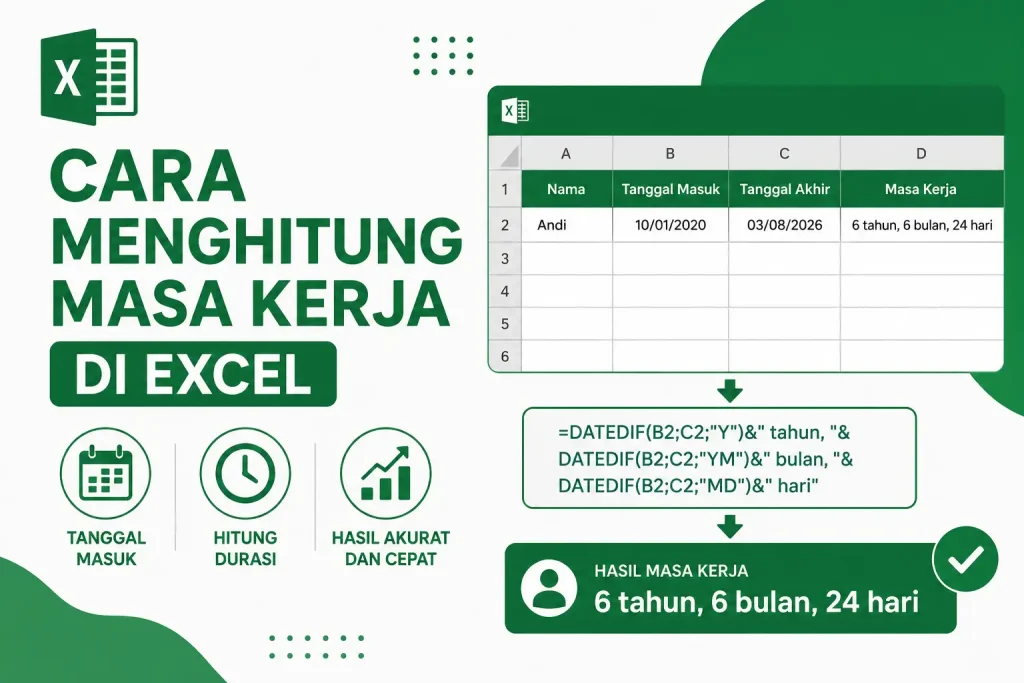 Cara Menghitung Masa Kerja di Excel