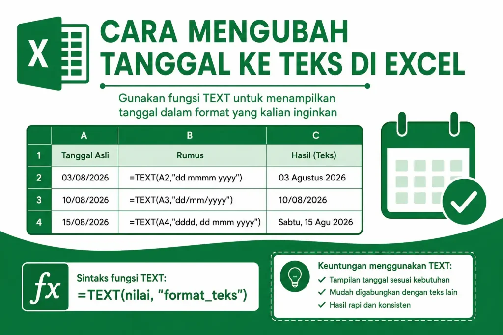 Cara Mengubah Tanggal ke Teks di Excel