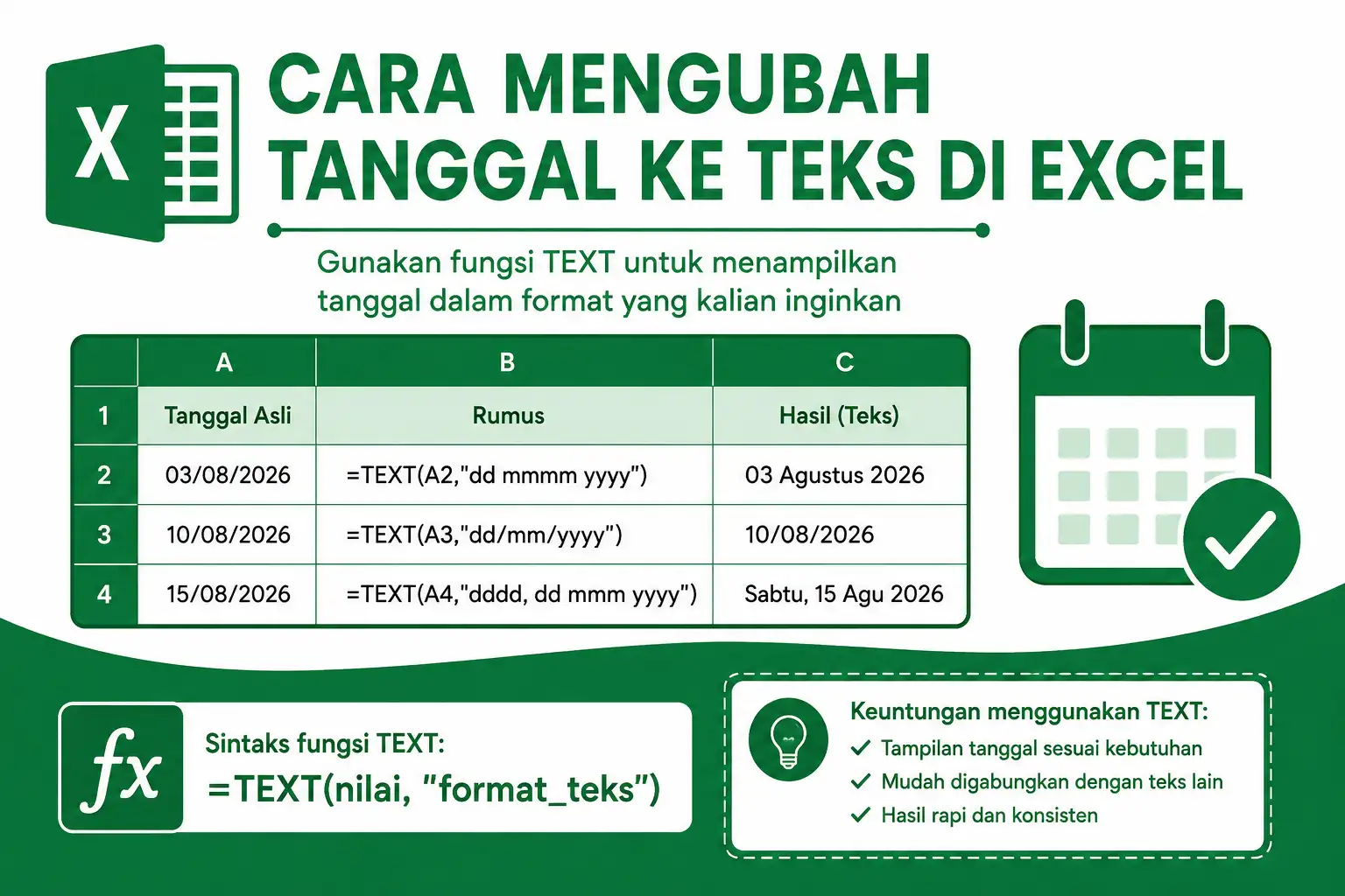Cara Mengubah Tanggal ke Teks di Excel
