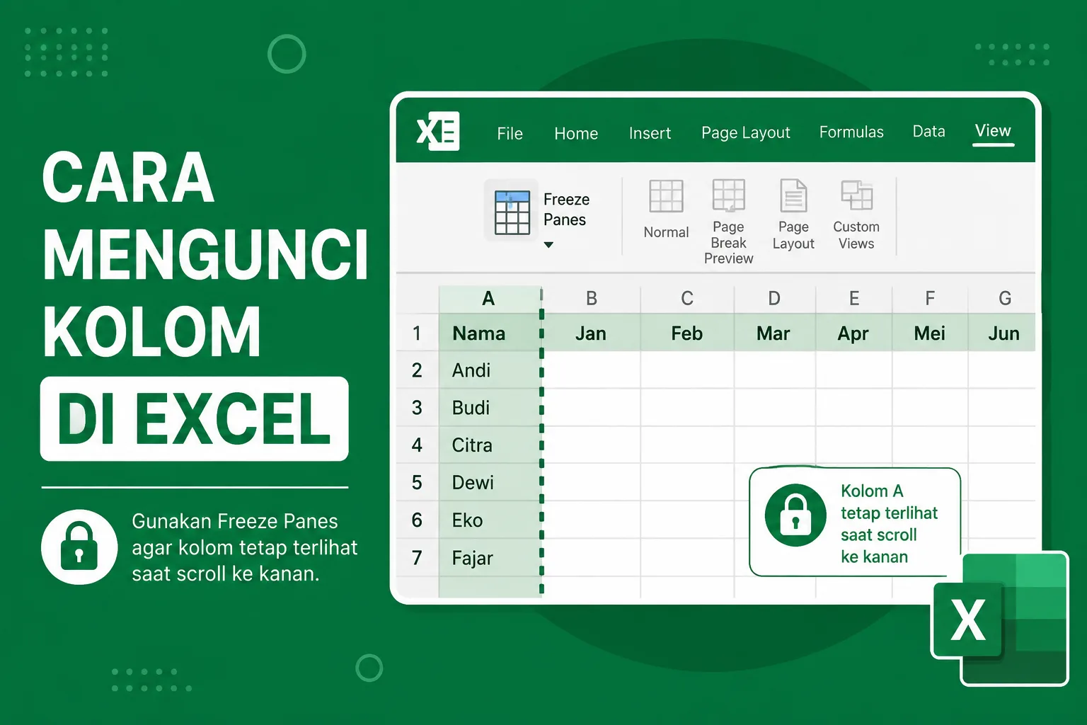 Cara Mengunci Kolom di Excel